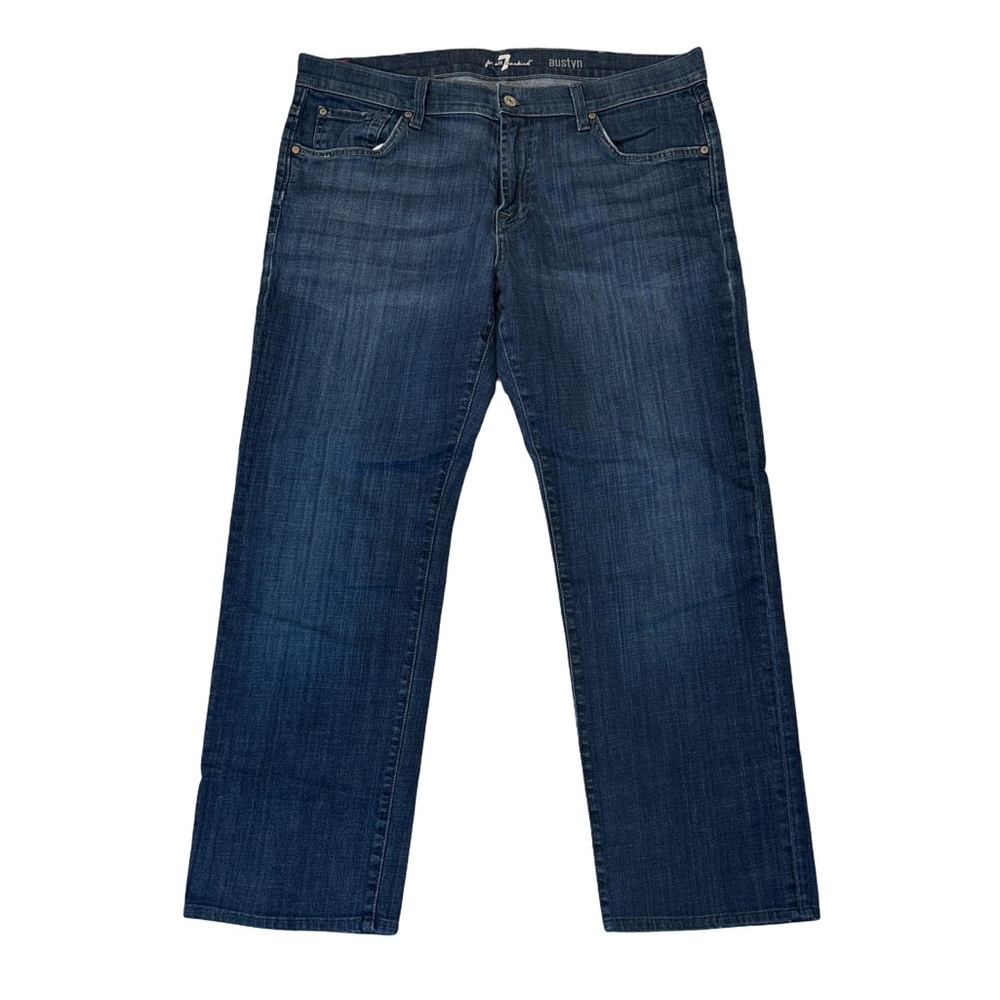 7 For All Mankind mens 38x28 Austyn relaxed straight fit denim blue jeans EUC